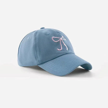 Fashion Sweet Bowknot Embroidery Baseball Hat For Women Solid Color Girl Peaked Cap Outdoor Soft Cotton Snapback Sun Visors Hat
