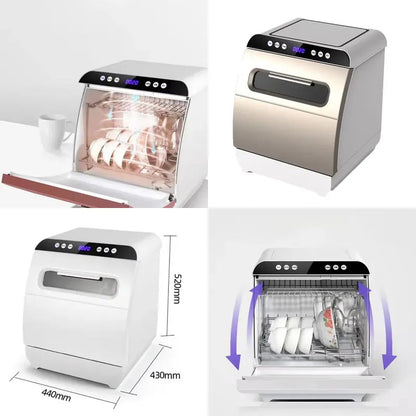 Portable Mini Dishwasher Countertop Automatic Tableware Washer Sterilizer Smart Kitchen Appliance for Home Office Compact