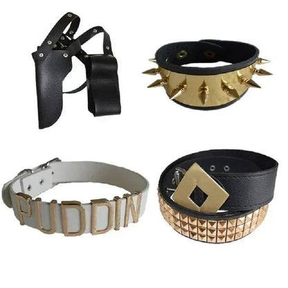 2025Halloween Suicide Cosplay  Squad Quinn Monster  Bracelet Belt necklace Gloves Accessories Full Set Wig Harley
