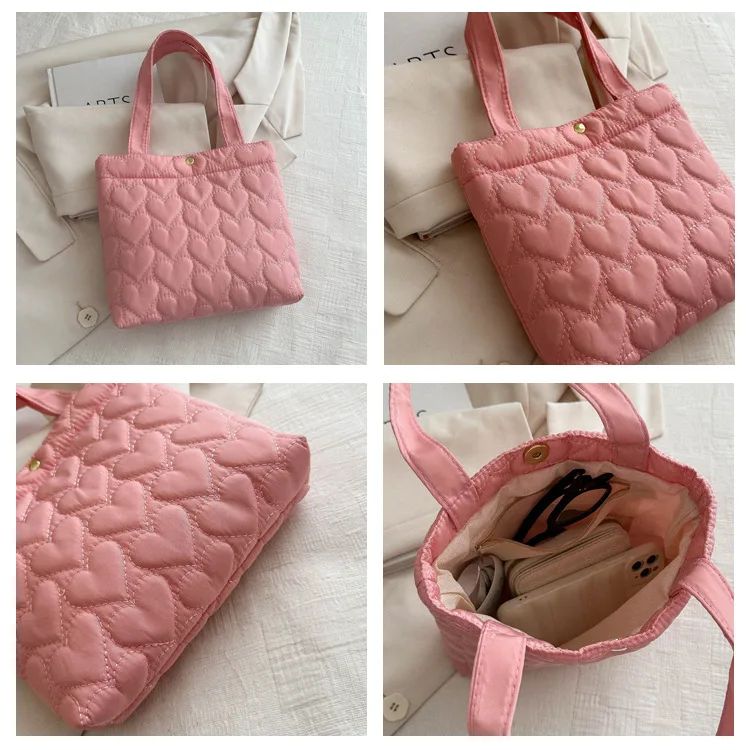 Puffer Shoulder Bag for Women Soft Down Cotton Padded Tote Handbag Purse Quilted Cross Body Bag Solid Color Bubbles Cloud Bag