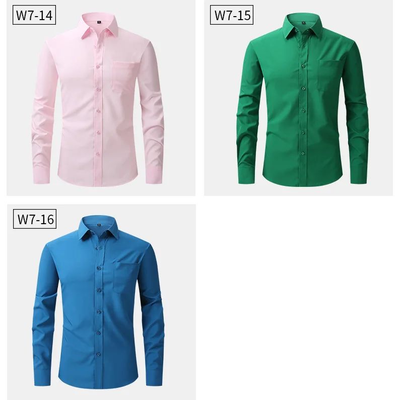 Iron-Free Long Sleeve Silk Smooth Drapey Wedding Shirt for Men Summer Business Formal Wine Red Large Size Men's Clothing