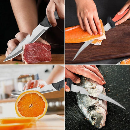 Faca Afiada para Peixe Cabo Oco de Plástico Faca de Filé de Peixe Faca de Desossar Aço Inoxidável Cutelo de Carne Descascador de Frutas de Cozinha