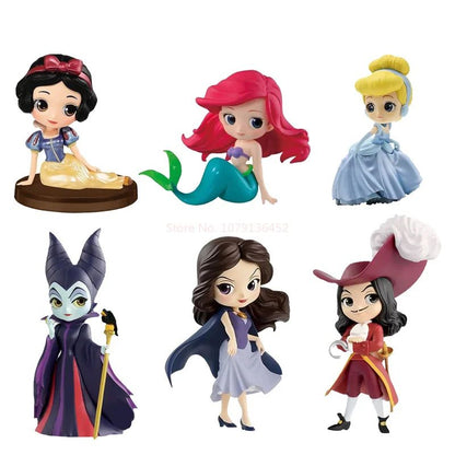 Bandai Original Disney Anime Figure Vilão Sentado Boneca Versão Q Brinquedos Infantis Decoração de Casa Modelo de Aniversário de Menina Presente de Brinquedo Fofo