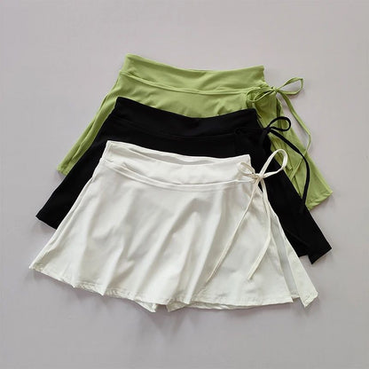 Sports Yoga Skirt Badminton Tennis Skirt Pants Half-body Quick Drying Pocket Skirt Side Split Strap Pants For Outwear