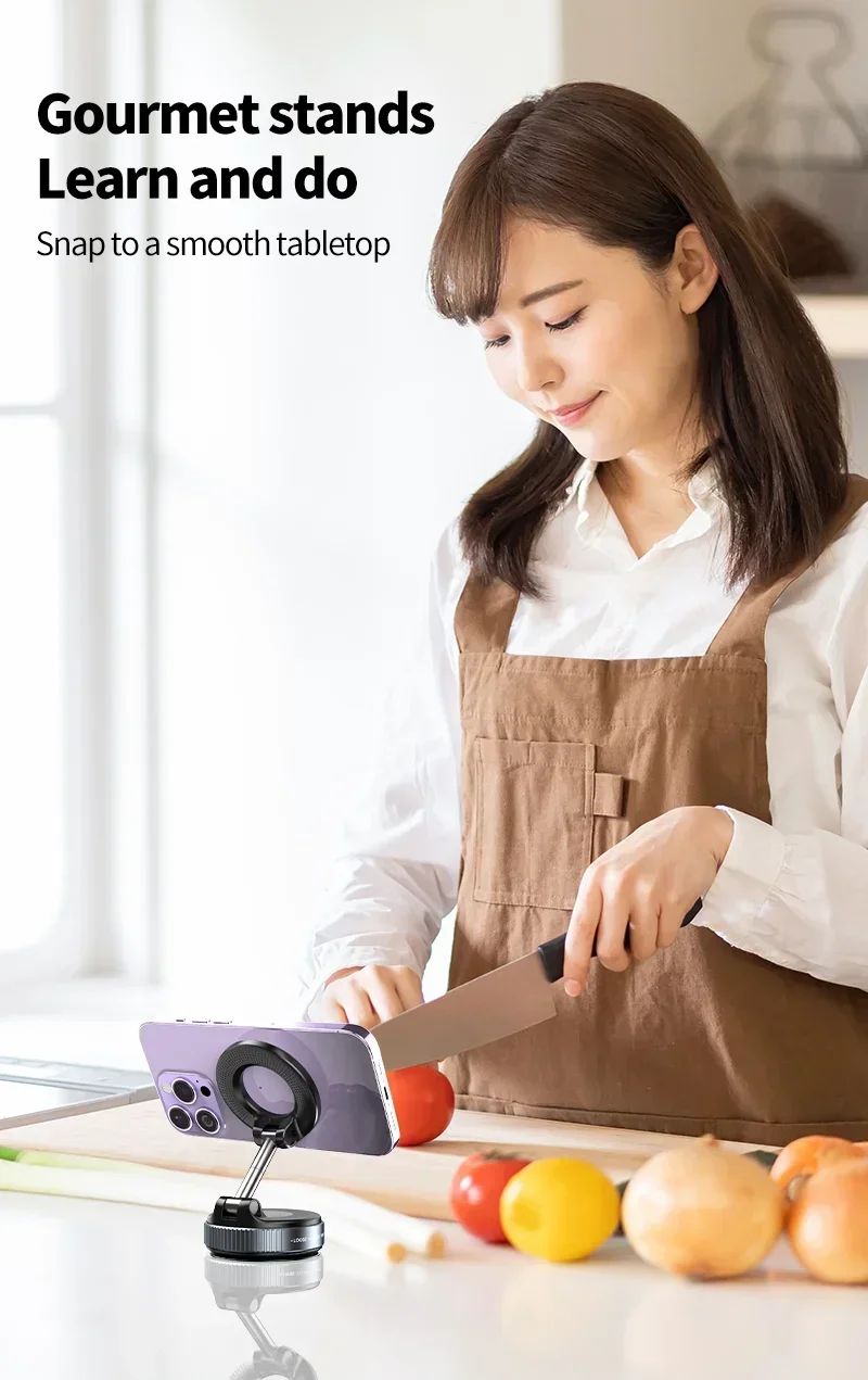 Suporte magnético forte para telefone Xiaomi, design dobrável, suporte automotivo a vácuo ajustável em 360° para celular para transmissão ao vivo em iPhone