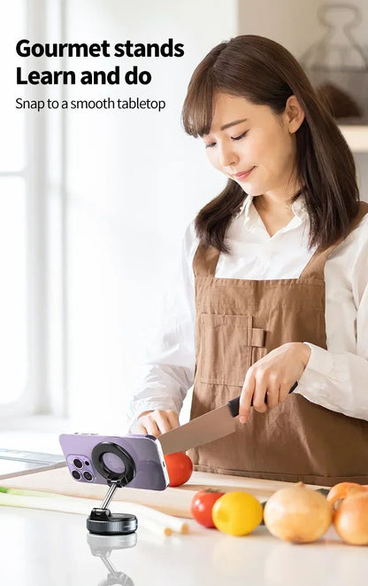 Suporte magnético forte para telefone Xiaomi, design dobrável, suporte automotivo a vácuo ajustável em 360° para celular para transmissão ao vivo em iPhone
