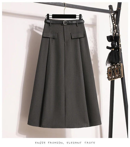 Women's Solid Simplicity Casual Chic Skirt Plus Size Suit Skirts Autumn Winter Fashion New A-line Temperament Large Size Skirt