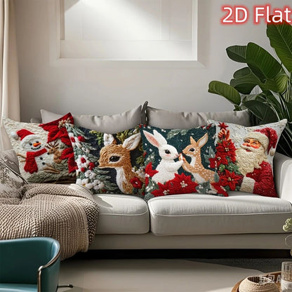 1pcs 2D Christmas Pillow Cover Xmas Party Decoration 2025 Xmas Holiday Santa Claus Pillow Cover Navidad Natal New Year Gift 2026