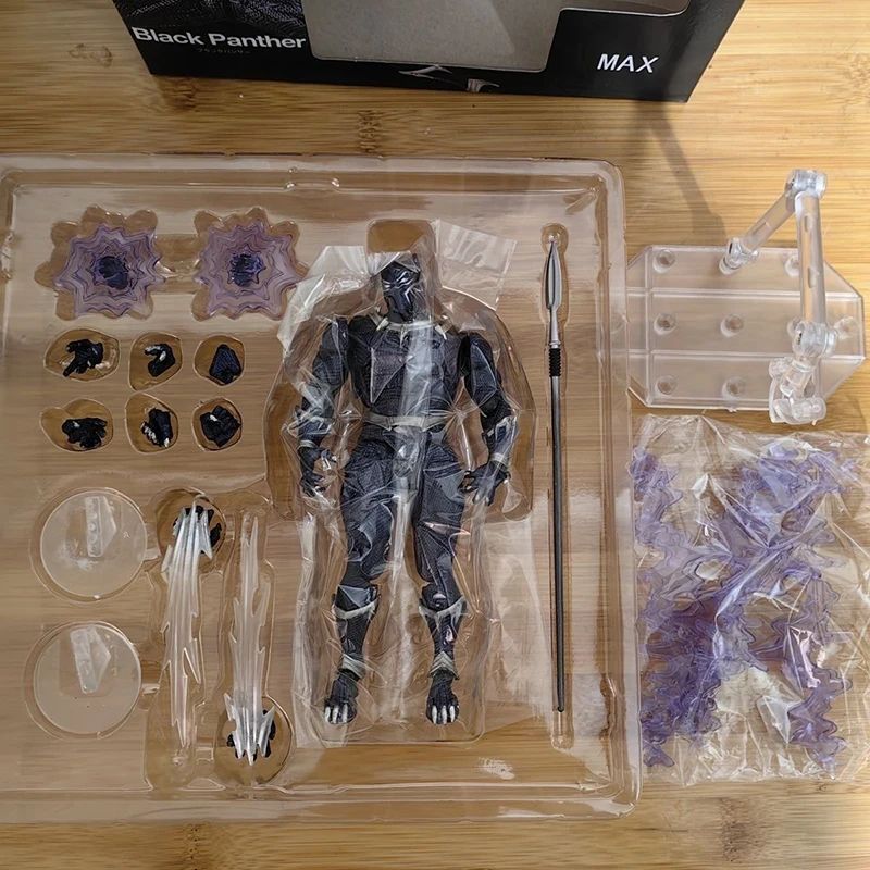 Amazing Yamaguchi Black Panther Action Figure Collection Model 15cm Kaiyodo Revoltech #030 Marvel T Challa Movable Figurine Toys