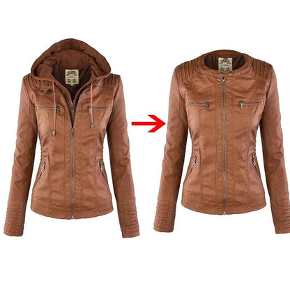 Faux Leather Jacket Women 2025 Basic Jacket Coat Female Winter Motorcycle Jacket PU Leather Zipper Hoodies Outerwear chaqueta