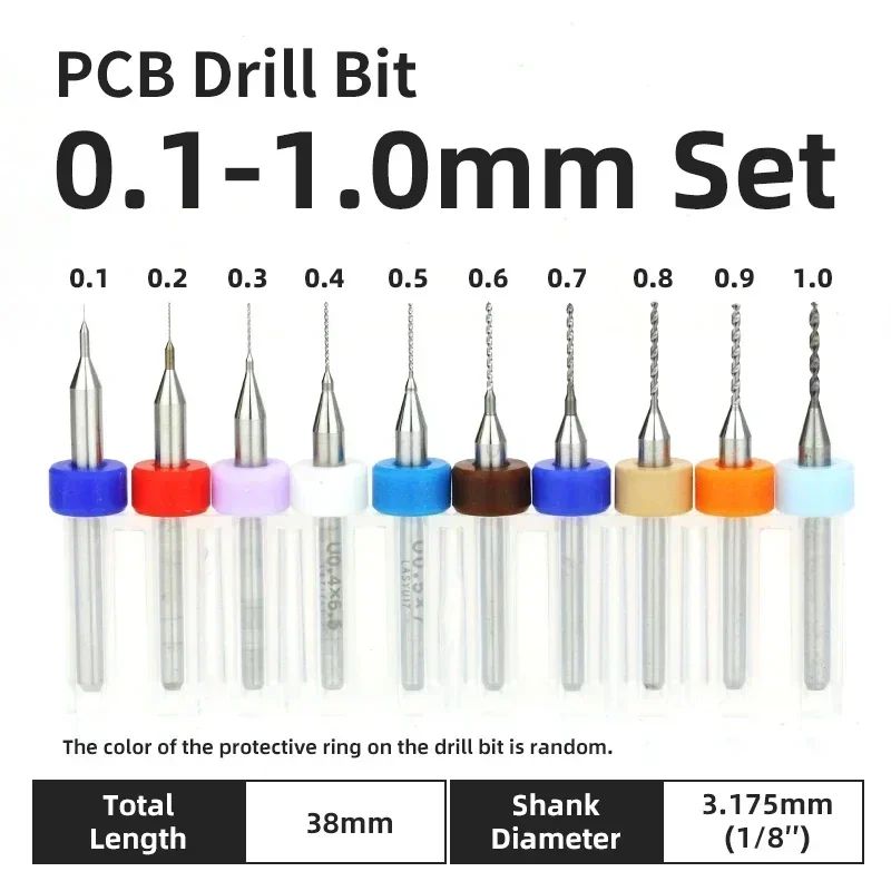 Broca PCB 10pcs Conjunto de Brocas Micro Diâmetro de Aço Tungstênio 1/8" Cabo Fixo Mini Broca CNC 0.1-3.175mm