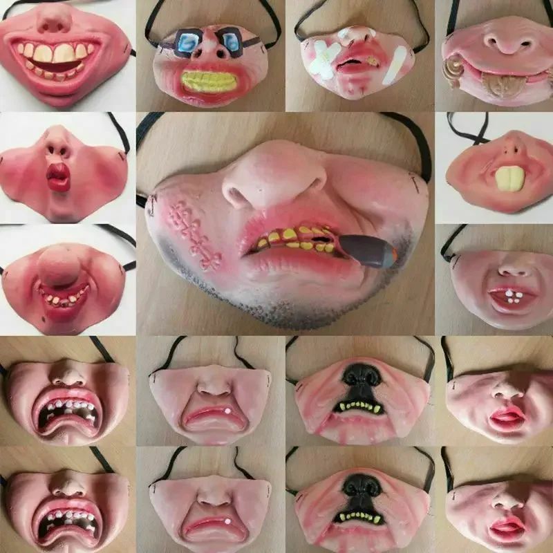 Funny Latex Half Face Masks Adult Clown Mask Horrible Masks Humorous Funny Elastic Band Faced Mask Halloween Party Cosplay Props
