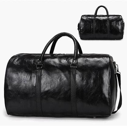 Bolsa de Viagem de Couro Grande Duffle Independente Bolsas de Fitness Grandes Bolsa de Mão Bagagem Bolsa de Ombro Preto Moda Masculina Zíper Pu 2024