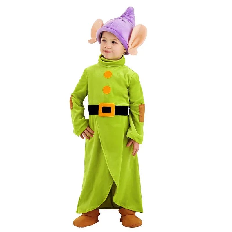 Dopey Cosplay The Seven Dwarfs Boys Bodysuit Hat Suit Halloween Cosplay Costume Party Anime Snow White Dopey