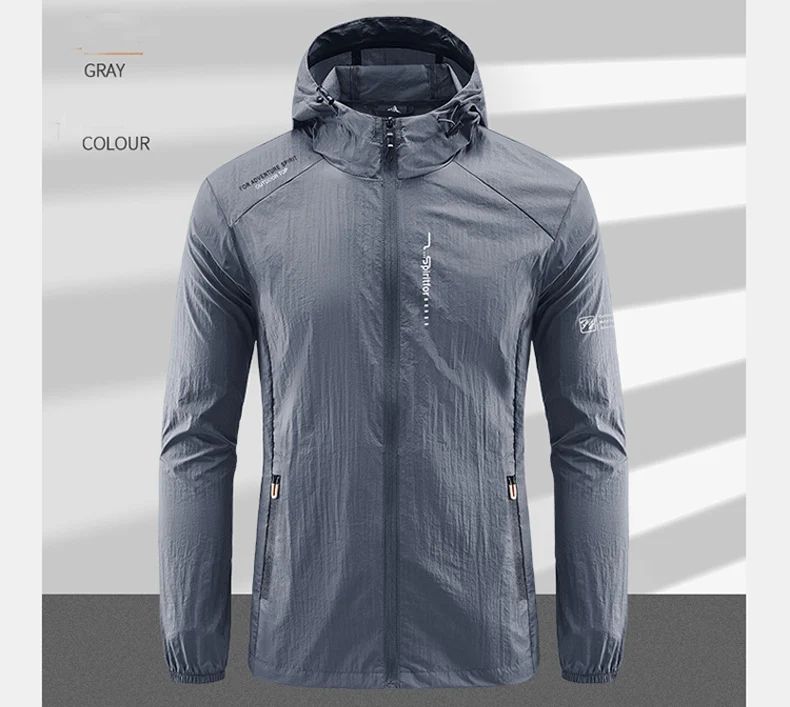 UPF50+ Summer Outdoor Quick Dry Sun-Protective Thin Jacket Men Hiking Fishing Cycling Hooded Gym Sport Ultra Light Windbreaker