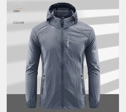 UPF50+ Summer Outdoor Quick Dry Sun-Protective Thin Jacket Men Hiking Fishing Cycling Hooded Gym Sport Ultra Light Windbreaker