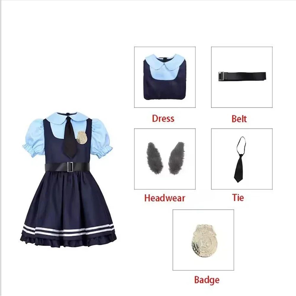 New Animal Judy Hopps Halloween Cosplay Costume For City Rabbit Police Officer Zoo Costume Fancy Dress Up Gifts Adult Children