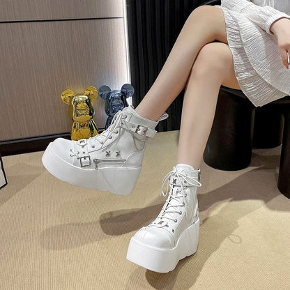 New Gothic Style Platform Vampire Cosplay Women Mid-calf Boots 2024 Winter Wedges Comfy Women Motorcycle Boots Shoes
