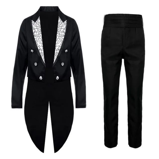 2pcs Men's Classics Tuxedo Suits Set Black Formal Tailcoat for Man Women Fashion Party Wedding Prom Clothing (Jacket+Pants)