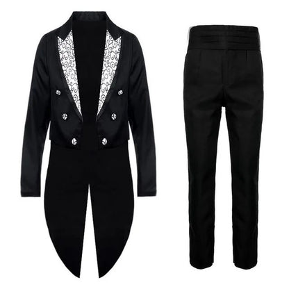 2pcs Men's Classics Tuxedo Suits Set Black Formal Tailcoat for Man Women Fashion Party Wedding Prom Clothing (Jacket+Pants)