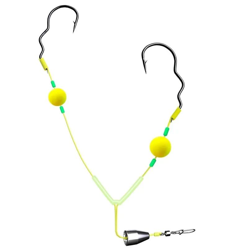 1 anzol duplo para pesca, equipamento de suspensão de anzol de carpa, anzol de carpa pronto, equipamentos anti-fundo de carpa, isca de pesca.