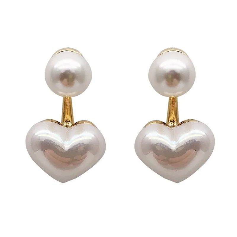 LATS Novo Contrato de Moda Brincos Finos de Pérolas de Coração Coringa Doce Elegante Temperamento Feminino Brincos de Gota Joias de Moda