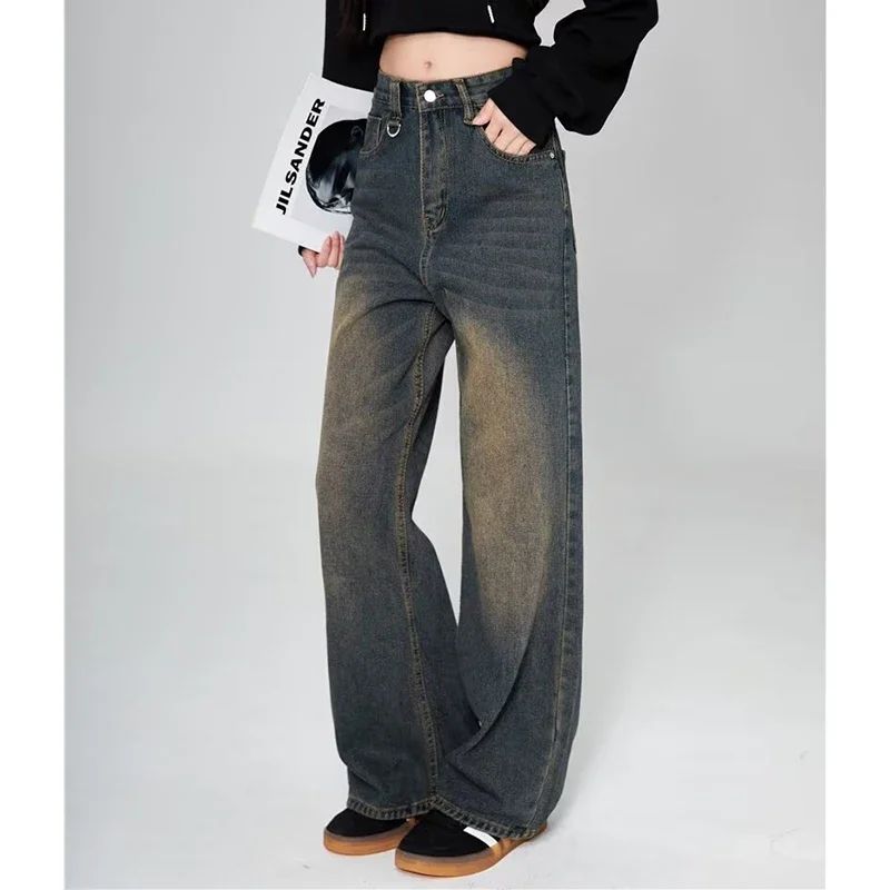 Summer Men Baggy Jeans Unisex Vintage American Style Straight Wide Leg Denim Pants Fashion Brand Hot Sale Casual Trousers
