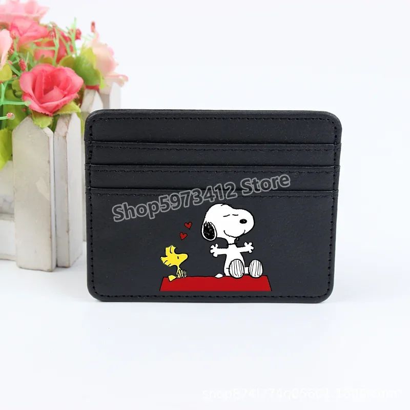 Snoopy Coin Purse Peanuts Anime Credit Card Holder Passport PU Wallet ID Cards Cover Case Bag Kids Men Woman Birthday Gift