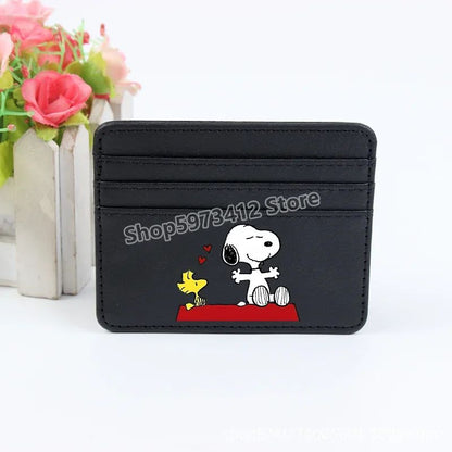 Snoopy Coin Purse Peanuts Anime Credit Card Holder Passport PU Wallet ID Cards Cover Case Bag Kids Men Woman Birthday Gift