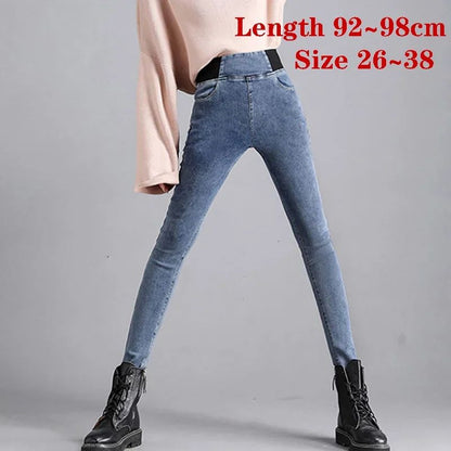 PTKPCC New Elastic Waist Skinny Jeans Women Spring Slim Stretch Denim Pants Vintage Pencil Vaqueros Mom Pantalones De Mujer