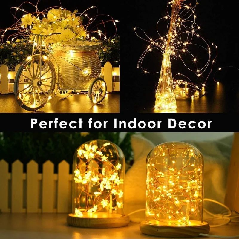 2/5/10/20/30M USB Fairy String Lights LED Sliver Wire Lights With 8 Lighting Modes Remote Control For Bedroom Christmas Decor