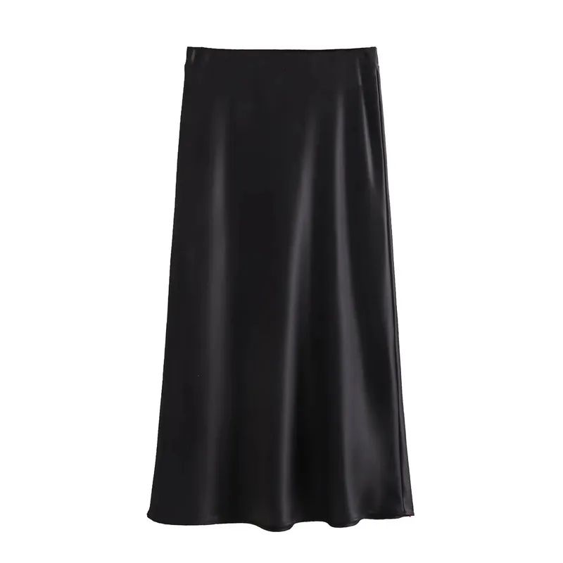 MUJER Woman 2025 Satin Skirt Women High Waist Long Skirts For Women Summer Black Midi Skirt Woman Office Elegant Women's Skirts