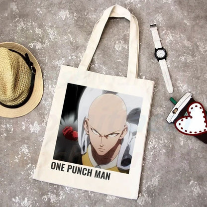 One Punch Man Shopping Bag Grocery Shopper Anime Genos Saitama Sensei Shopping Jute Bag Cotton Bag Jute