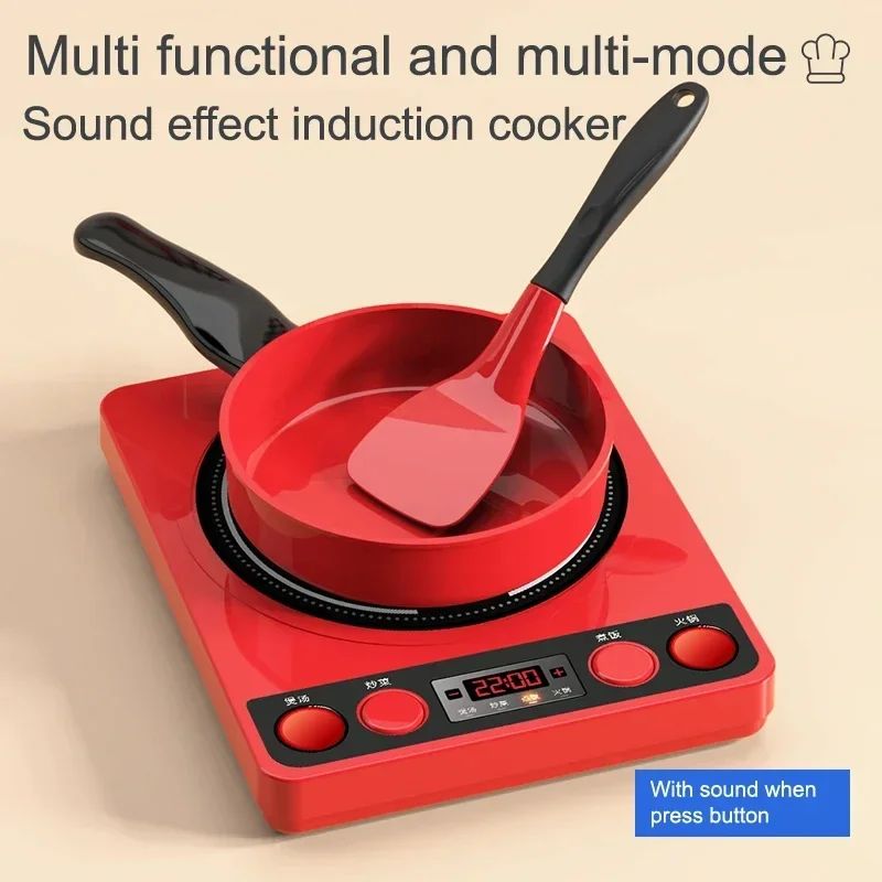 Brinquedos Infantis de Faz de Conta Cozinha Vermelha Brinquedos de Simulação de Alimentos Cozinhando Brinquedos Interativos Educacionais de Casa para Meninas Meninos