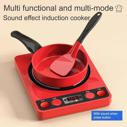 Brinquedos Infantis de Faz de Conta Cozinha Vermelha Brinquedos de Simulação de Alimentos Cozinhando Brinquedos Interativos Educacionais de Casa para Meninas Meninos
