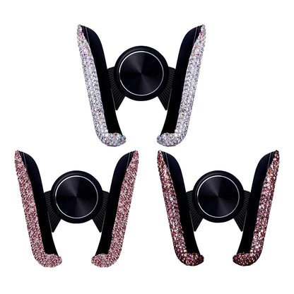 Car Phone Holder Women Diamond Crystal Car Air Vent Mount Clip Mobile Phone Holder Stand in Car Bracket Interior Accessories