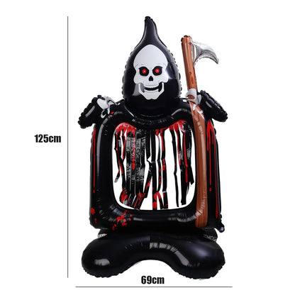 Halloween Party Giant Foil Balloons Inflatable Toys Decor Pumpkin Soldier Witch Ghost Skeleton Reaper Aluminum Standing Balloon