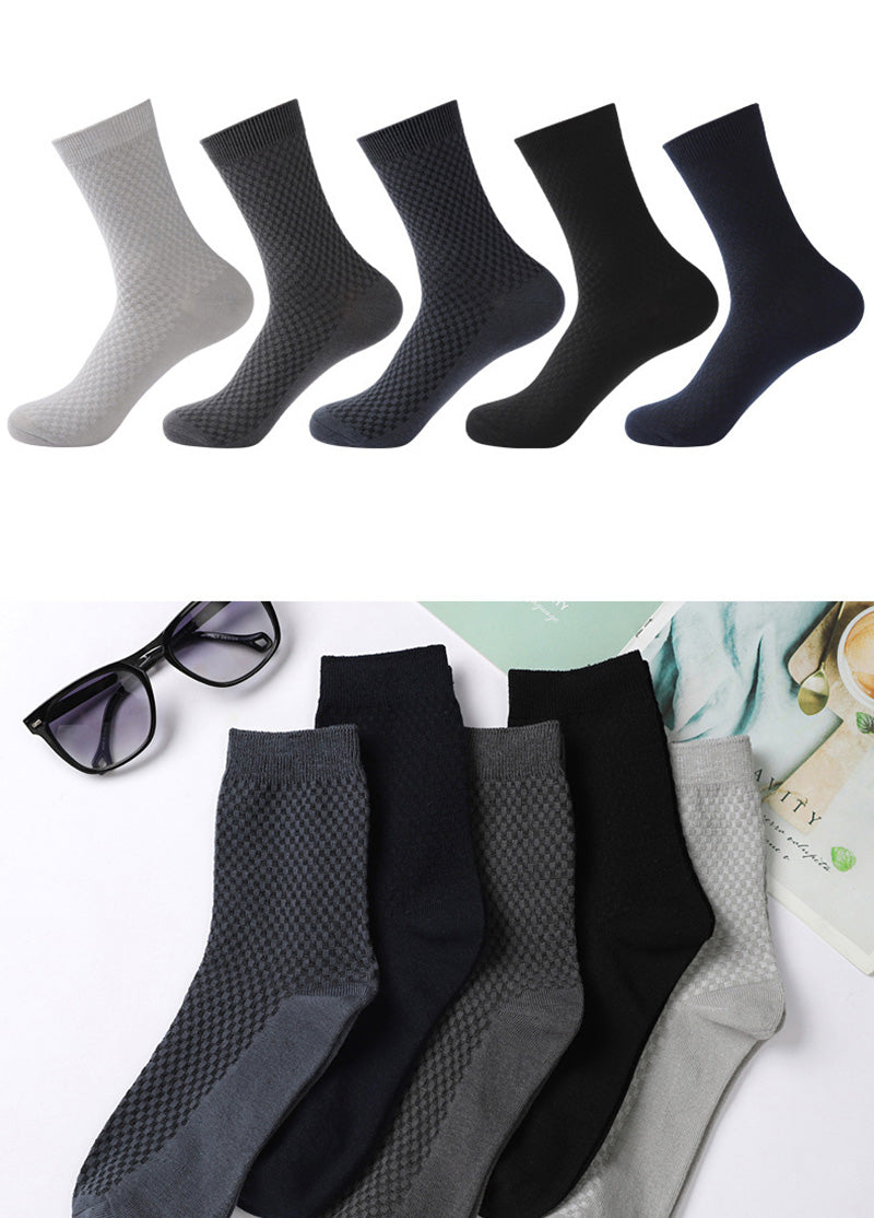 10 Pair Men's Bamboo Fiber Socks Harajuku Retro Breathable Business Man Socks Black Long Sock Deodorant Gift Set Size 39-46