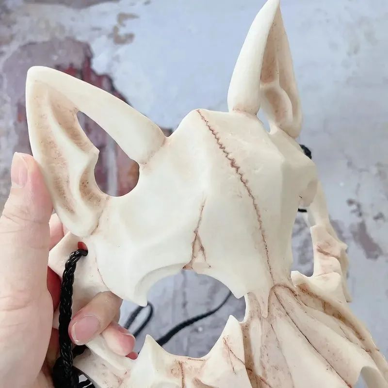 Party Skull Mask Long Teeth Demon Skeleton Half Face Mask Wolf Dragon Tiger Houjuu Nue Mask Cosplay Halloween Costume Props