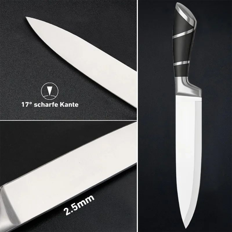 ZENG Conjunto de Facas de Cozinha 9 peças Aço Inoxidável Afiadas Facas de Chef Antiaderentes com Afiador para Cortar Fatiar Picar