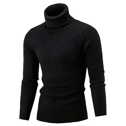 2025 Men's Warm Sweater Long Sleeve Turtleneck Sweater Retro Knitted  Pullover Sweaters