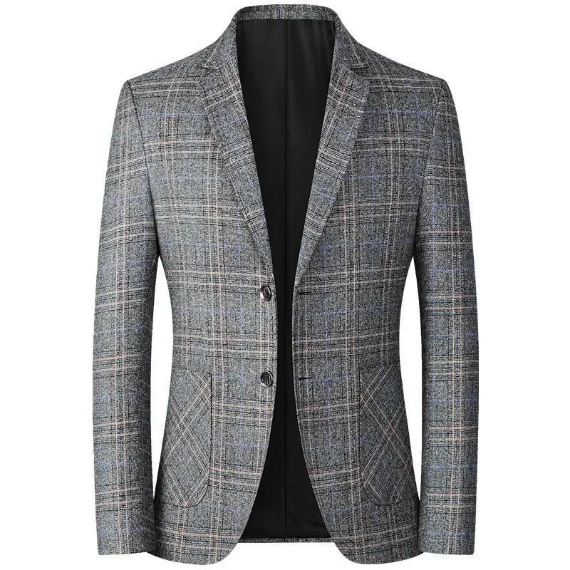 2024 New Spring Autumn Blazers Men Slim Fit British Plaid Formal Suits Male Jackets Party Wedding Business Casual Blazers Men