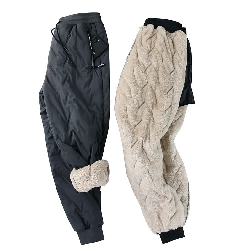 Calças Harem Masculinas outono e inverno novas acolchoadas e engrossadas para uso externo -20 graus neve calças quentes masculinas à prova de vento