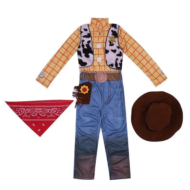 Unleash Your Inner Adventurer with This Boys Cosplay Costume Featuring A Printed Denim Jumpsuit and Cowhide Vest