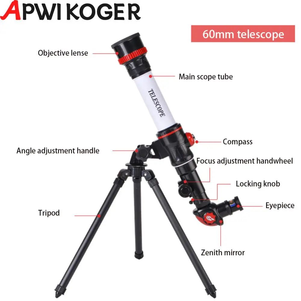 Telescópio Astronômico Profissional Monocular Potente Portátil HD Observação da Lua Espaço Planetas Presentes para Crianças