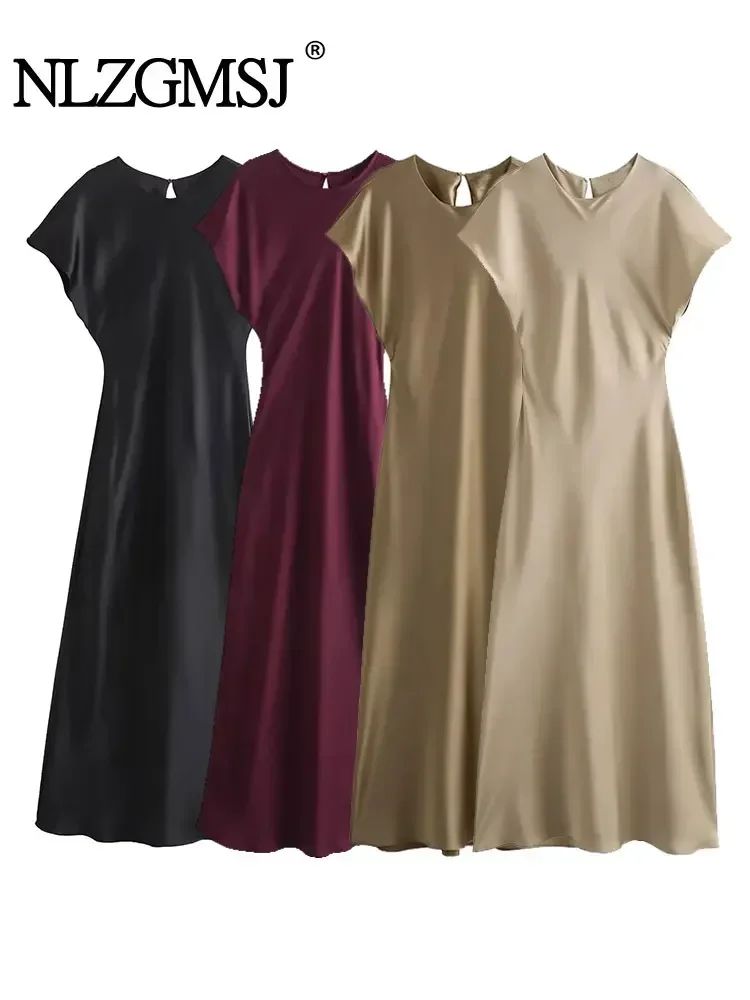 TRAFSHE Midi Satin Dress Woman Long Dresses For Women Chic And Elegant Evening D
