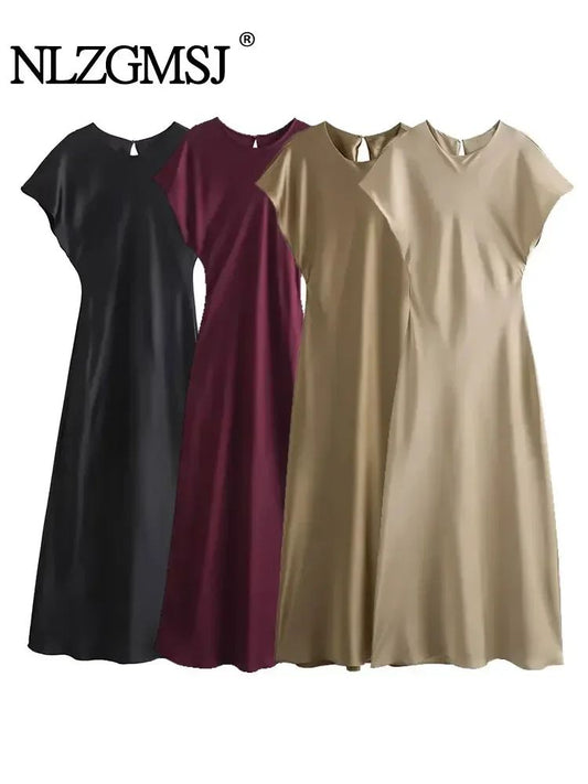 TRAFSHE Midi Satin Dress Woman Long Dresses For Women Chic And Elegant Evening D