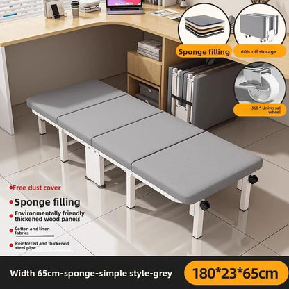 Cama dobrável, cama para pausa para almoço, cadeira para soneca, cama de acampamento portátil doméstica com tábua rígida para acompanhante.