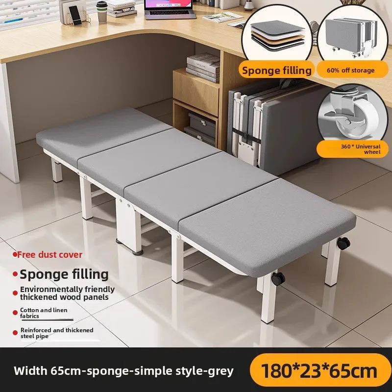 Cama dobrável, cama para pausa para almoço, cadeira para soneca, cama de acampamento portátil doméstica com tábua rígida para acompanhante.