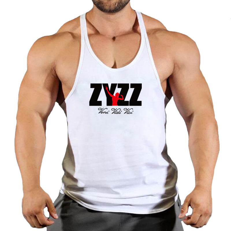 Gym Sleeveless Shirt Men Bodybuilding Tank Tops Fitness Workout Cotton Print Singlet Stringer Undershirt Male Casual Summer Vest